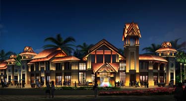 LED投光燈讓四季商業(yè)街成為當(dāng)?shù)氐貥?biāo)