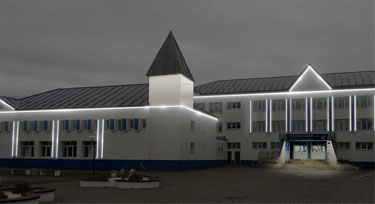 白光線條燈應(yīng)用：俄羅斯樓體輪廓墻面亮化