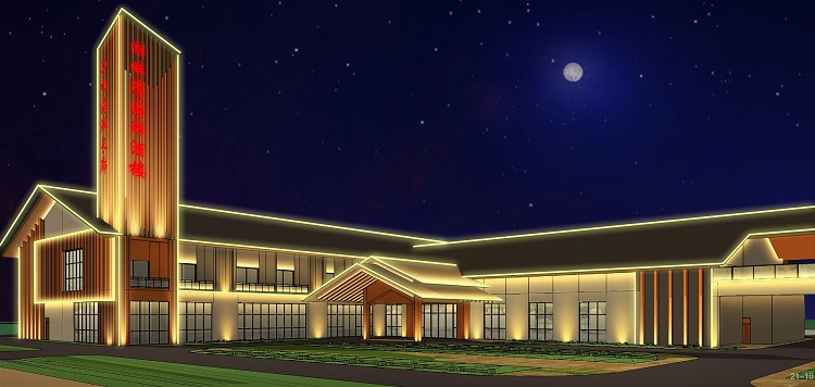 LED線條燈點亮東莞沙田湖畔灣海鮮酒樓